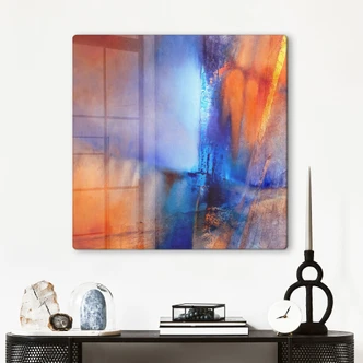 Glasbild Kontrast aus Eis und Glut - Schmucker - Quadratisch 