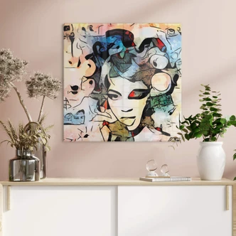 Tableau sur verre Zamart - Hommage à Miro - L'appel - Carré 