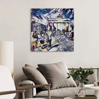 Glasbild Zamart - Kandinsky trifft Berlin Himmelblau - Quadratisch 