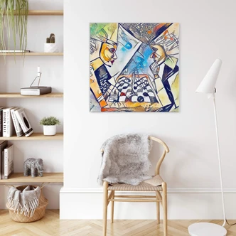 Glasbild Zamart - Zwei Schachspieler - Quadratisch 