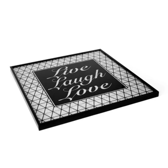 Wanddecoratie Live - Laugh - Love zilver glitter 