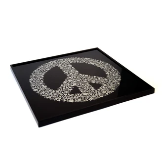 Wanddecoratie Peace Sign - zilver glitter 