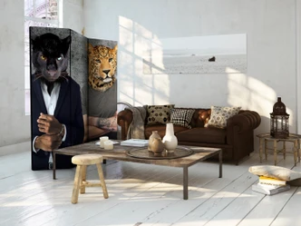 Paravent, Raumteiler freistehend, Trennwand - Verschiedene Gesichter, 3-teilig  - 135x172 cm 