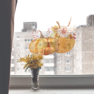 Fensterbild Herbstliches Kürbispaar Fensterbild Herbstliches Kürbispaar