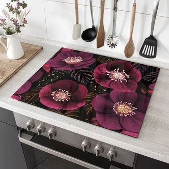 Plaque de recouvrement pour cuisinière Floraison dans les tons pourpres - Illustration Anis 