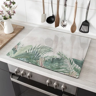 Herdabdeckplatte Dschungel-Blätter Grün Aquarell - Bloomery Decor 