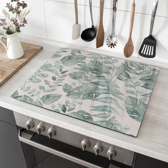 Herdabdeckplatte Dschungelblätter Aquarell Creme - Bloomery Decor 
