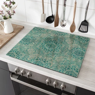 Herdabdeckplatte Mandala Boho Gold-grün - Bloomery Decor 