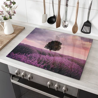 Piastra di copertura del fornello campi di lavanda viola al tramonto - Cevik 