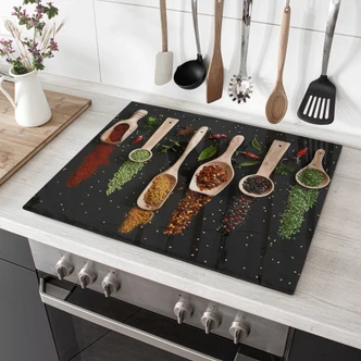 Herdabdeckplatte Kräuter und Gewürze auf Holzlöffel - Dingemans Herdabdeckplatte Kräuter und Gewürze auf Holzlöffel - Dingemans