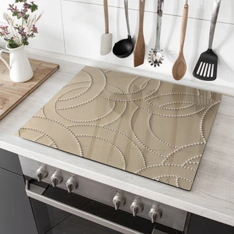 Afdekplaat fornuis Abstracte ringen beige - Grande 