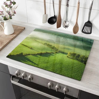 Piastra di copertura della cucina Campi idilliaci nella nebbia - Cantina 