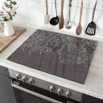 Afdekplaat voor fornuis Elegante wilgentakken in donkergrijs - Ms Tiff 