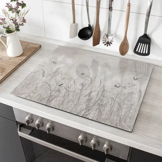 Fornuisafdekplaat wilde bloemenweide met vlinders in Scandinavisch design - Ms Tiff 