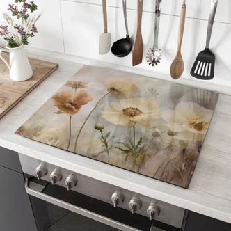 Afdekplaat voor fornuis Bloemenpracht in warme pasteltinten - Paksoylu 