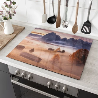 Plaque de recouvrement pour cuisinière Brouillard d'automne dans les Alpes - Selagea 
