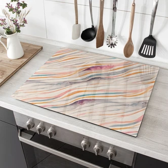 Piastra di copertura del fornello Onde colorate astratte - Treechild 