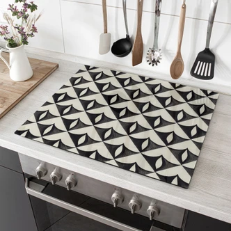 Piastra di copertura del fornello Ornamenti geometrici in nero-beige - Treechild 