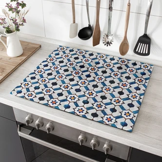 Stove cover plate Geometric Sample with flowers - Treechild 