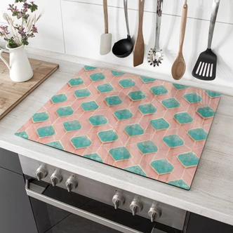 Piastra di copertura del fornello con motivo a diamante in turchese e rosa - Treechild 