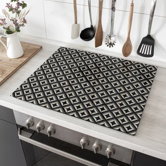 Afdekplaat fornuis zwart-beige ornamenten - Treechild 