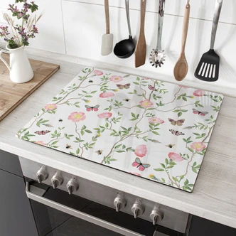 Piastra di copertura del fornello Rose di Natale rosa in primavera - UN Designs 