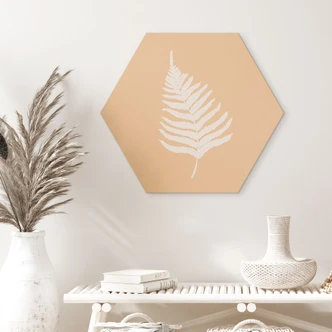 Hexagon Dibond Silhouet van varenblad - 1X Studio 