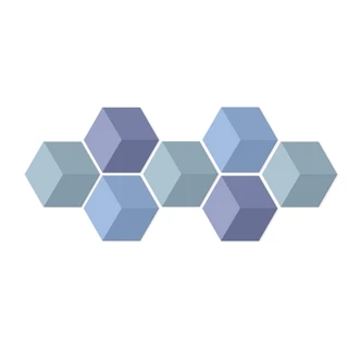 3D Hexagon - Alu-Dibond Set Blau (7er Set) 