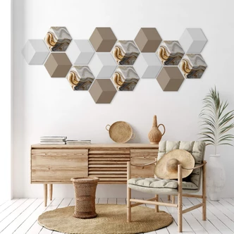 3D Hexagon - Alu-Dibond Golden Struggle 