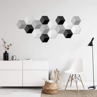 3D Hexagon - Alu-Dibond Grau 