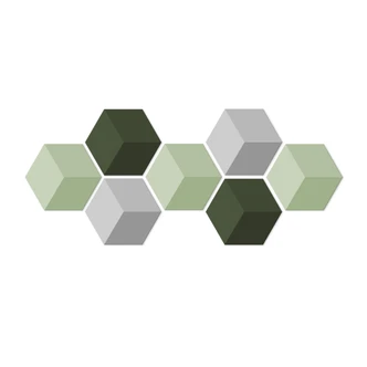 3D Hexagon Set van 7 Dibond - Groen 