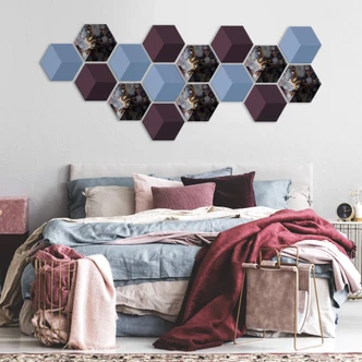 Hexagone à effet 3D - alu-Dibond violet 