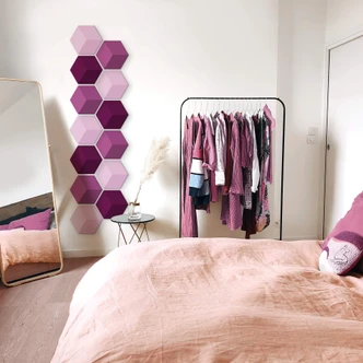 Hexagone à effet 3D - alu-Dibond magenta 