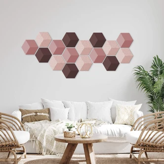 3D Hexagon - Alu-Dibond Rot Muster 