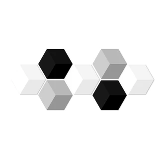3D Hexagon - Alu-Dibond Set Schwarz Weiß (7er Set) 