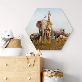 Hexagon Dibond Afrikaanse Dieren 