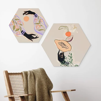 Hexagon Dibond Arty Guava - Hugging the Sun 