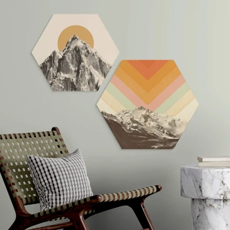 Hexagon Dibond Bodart - Retro Landschap 