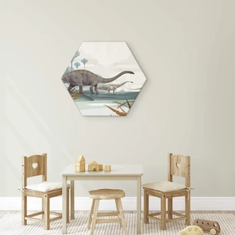 Hexagon Dibond Braun - Diplodocus Dinosaurus 
