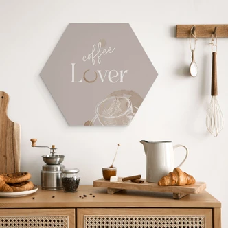 Hexagon Wandbild Coffee Lover - Alu-Dibond 