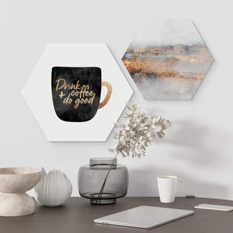 Hexagon Wandbild Fredriksson - Drink coffee and do good - Alu-Dibond Hexagon Wandbild Fredriksson - Drink coffee and do good - Alu-Dibond