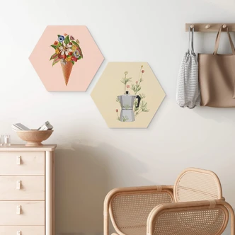 Hexagon Dibond Frida Floral Studio - Ice Cone with Flowers 