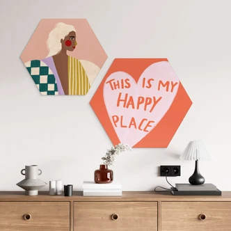 Hexagon Wandbild This is my happy place mit Herz - Fritsch - Alu-Dibond 