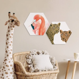 Hexagon Dibond Goed Blauw - Pink Flamingo 