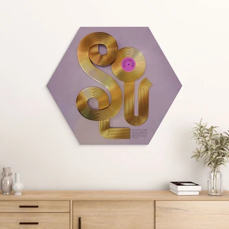 Hexagon Wandbild Soul trifft auf Vinyl - Musik für die Seele - Harrison - Alu-Dibond Hexagon Wandbild Soul trifft auf Vinyl - Musik für die Seele - Harrison - Alu-Dibond