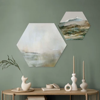 Hexagon Wandbild Golden Abstrakt - Hobday - Alu-Dibond 