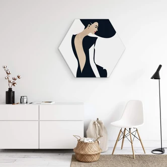 Hexagon Dibond Kubistika - Lady in Black 
