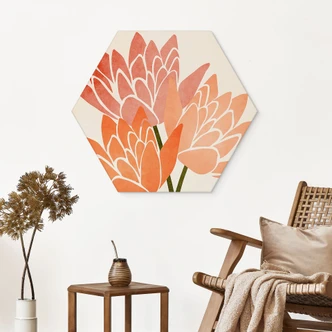 Hexagon Dibond Farverige lotusblomster - Kubistika Hexagon Dibond Farverige lotusblomster - Kubistika