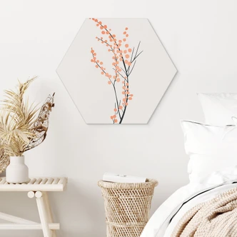 Hexagon Dibond Ferskenfarvede kirsebærblomster - Kubistika Hexagon Dibond Ferskenfarvede kirsebærblomster - Kubistika