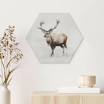 Wanddecoratie hert in witte winter - Magnusson - Alu-Dibond Wanddecoratie hert in witte winter - Magnusson - Alu-Dibond
